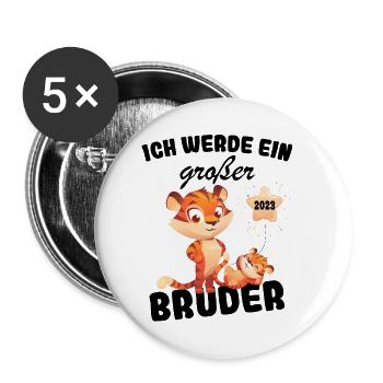 Ich Werde Großer Bruder 2023 Nachwuchs Verkünden - Buttons klein 25 mm (5er Pack) - Weiß - Vorne