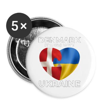 Denmark supports Ukraine - Buttons small 1''/25 mm (5-pack) - white - Front