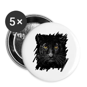 Panthère noire - Lot de 5 petits badges (25 mm) - blanc - Devant