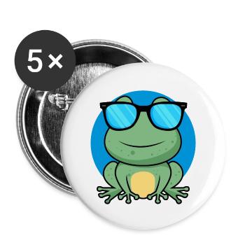Cool Frog - Buttons small 1''/25 mm (5-pack) - white - Front