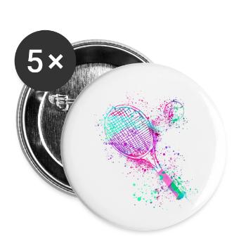 tennis,racket,ball,graffiti,blue,painting,colorful - Buttons small 1''/25 mm (5-pack) - white - Front