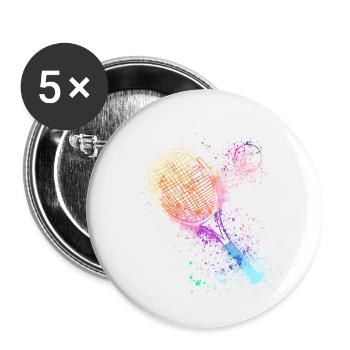 tennis,racket,ball,graffiti,blue,painting,colorful - Buttons small 1''/25 mm (5-pack) - white - Front
