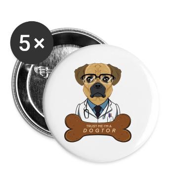 Vétérinaire Puggle Trust Me Im A Dogtor - Lot de 5 petits badges (25 mm) - blanc - Devant
