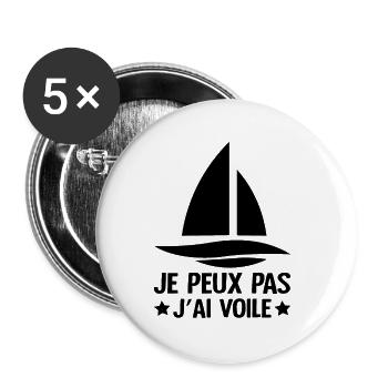 Je Peux Pas J'ai Voile - Lot de 5 petits badges (25 mm) - blanc - Devant