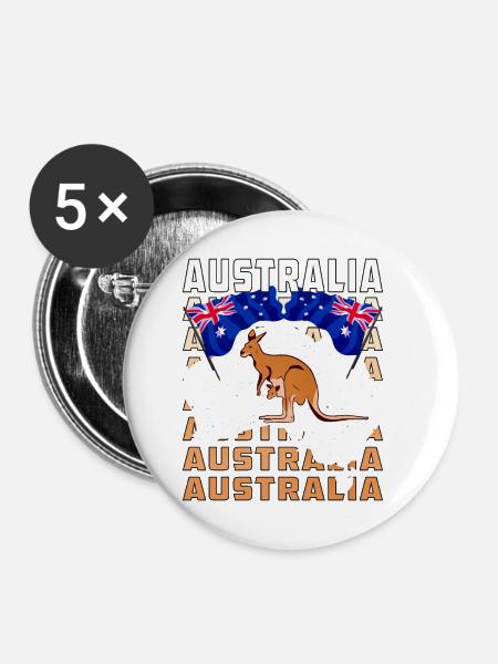 AUSTRALIA - Buttons klein 25 mm (5er Pack) - Weiß