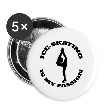 Eiskunstlauf Schlittschuh Eislauf Eiskunstlaufen - Buttons klein 25 mm (5er Pack) - Weiß - Vorne