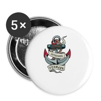 Insel Fehmarn I Sonneninsel Ostsee Ostholstein - Buttons klein 25 mm (5er Pack) - Weiß - Vorne