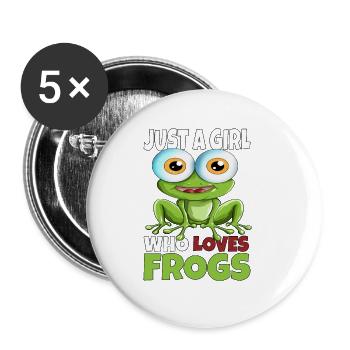 Just a Girl who loves Frogs Frosch quakfrosch - Buttons klein 25 mm (5er Pack) - Weiß - Vorne