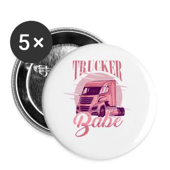 Camionneur Babe Camionneur Chauffeur de camion - Lot de 5 petits badges (25 mm) - blanc - Devant