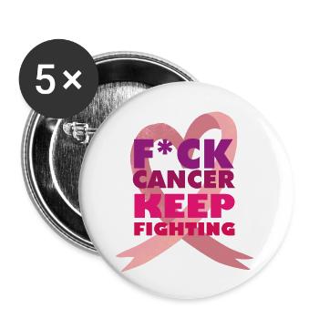 le cancer continue de lutter contre le cancer boucle rose - Lot de 5 petits badges (25 mm) - blanc - Devant