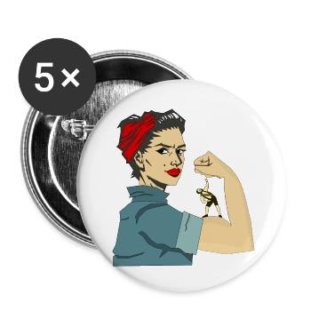 STRONG WOMEN - Buttons small 1''/25 mm (5-pack) - white - Front