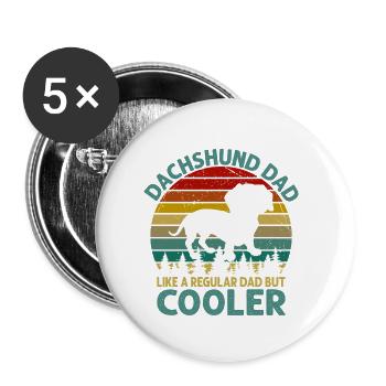DACKEL DACHSHUND DAD TECKEL DACKELLIEBE - Buttons klein 25 mm (5er Pack) - Weiß - Vorne