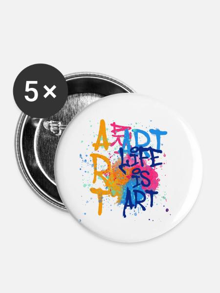 art,kunst,graffiti,malerei,aquarell,bunt,spray, li - Buttons klein 25 mm (5er Pack) - Weiß