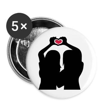 Handherz Silhouette Girlfriends - Buttons small 1''/25 mm (5-pack) - white - Front