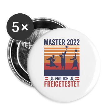 Vintage Master Studium Endlich Freigetestet Shirt - Buttons klein 25 mm (5er Pack) - Weiß - Vorne