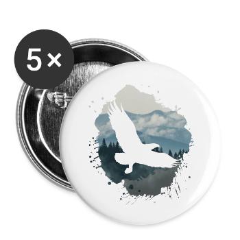 eagle,painting,grey,flies,bird,mountains,landscape - Buttons small 1''/25 mm (5-pack) - white - Front