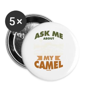 Posez-moi des questions sur mon chameau - Lot de 5 petits badges (25 mm) - blanc - Devant
