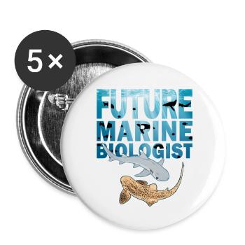 Requin léopard Requin de récif à pointe blanche - Lot de 5 petits badges (25 mm) - blanc - Devant