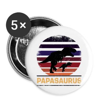 Papasaurus Père Dinosaure Familles Papa - Lot de 5 petits badges (25 mm) - blanc - Devant
