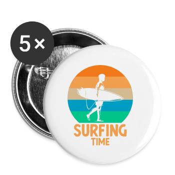 Temps de surf - Lot de 5 petits badges (25 mm) - blanc - Devant