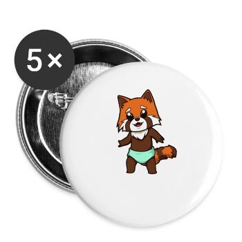 Kawaii Baby roter Panda - Buttons klein 25 mm (5er Pack) - Weiß - Vorne