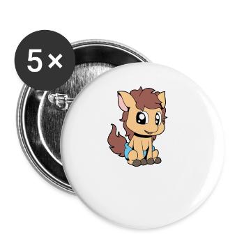 Kawaii Baby Pony - Buttons small 1''/25 mm (5-pack) - white - Front