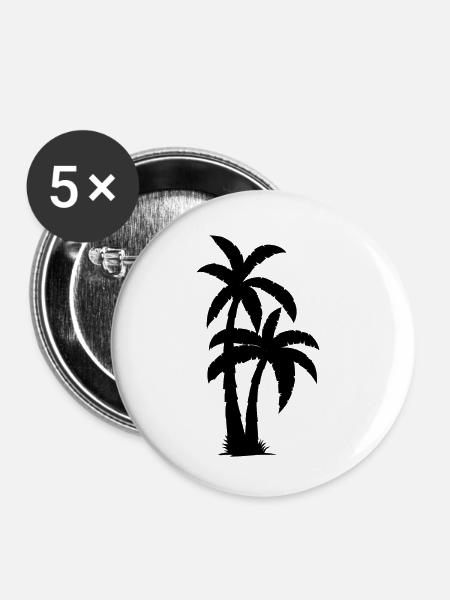 Palmen - Buttons klein 25 mm (5er Pack) - Weiß