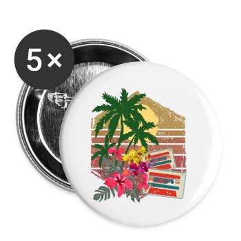 Palmen - Buttons klein 25 mm (5er Pack) - Weiß - Vorne