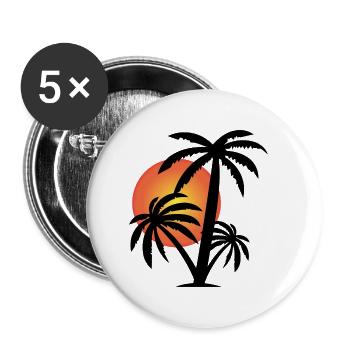 Palmen - Buttons klein 25 mm (5er Pack) - Weiß - Vorne
