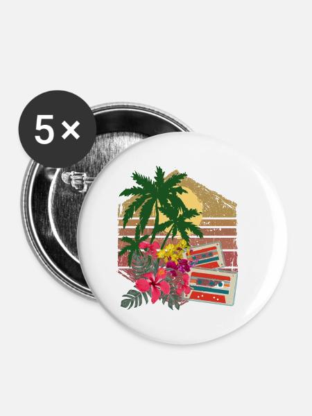 Palmen - Buttons klein 25 mm (5er Pack) - Weiß