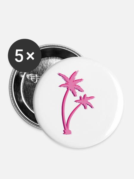 Palmen - Buttons klein 25 mm (5er Pack) - Weiß
