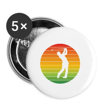 Golf Golfschläger Golfspielerin Retro Golfball - Buttons klein 25 mm (5er Pack) - Weiß - Vorne