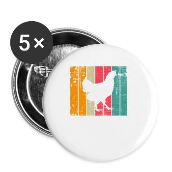 Amateur de poulet Farmer Retro vintage Idée cadeau - Lot de 5 petits badges (25 mm) - blanc - Devant
