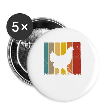 Amateur de poulet Farmer Retro vintage Idée cadeau - Lot de 5 petits badges (25 mm) - blanc - Devant
