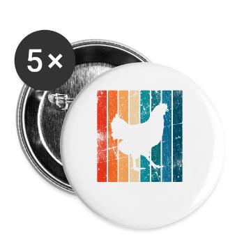 Amateur de poulet Farmer Retro vintage Idée cadeau - Lot de 5 petits badges (25 mm) - blanc - Devant