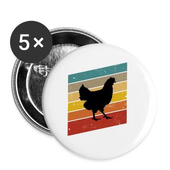 Amateur de poulet Farmer Retro vintage Idée cadeau - Lot de 5 petits badges (25 mm) - blanc - Devant