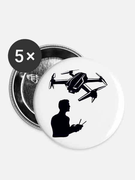 Drohne Mann mit Fernsteuerung - Buttons klein 25 mm (5er Pack) - Weiß