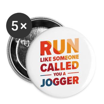 Jogger Runner Marathon Jogging Ski de fond - Lot de 5 petits badges (25 mm) - blanc - Devant