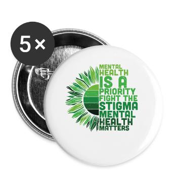 Sensibilisation à la santé mentale Tournesol - Lot de 5 petits badges (25 mm) - blanc - Devant