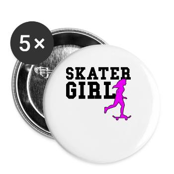 skater girl - Buttons klein 25 mm (5er Pack) - Weiß - Vorne