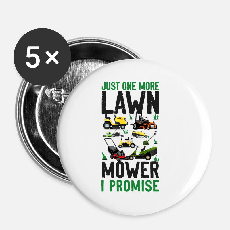 Lawn Mower Mowing Dad Father - Buttons klein 25 mm (5er Pack) - Weiß