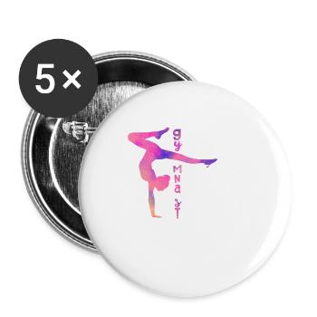 Funny graceful young magnificent natural gymnasts - Buttons small 1''/25 mm (5-pack) - white - Front