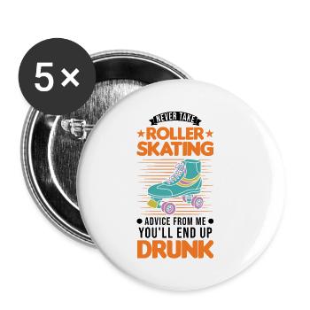 Rollschuhe Alkohol Rollkunstlauf Roller Skates - Buttons klein 25 mm (5er Pack) - Weiß - Vorne