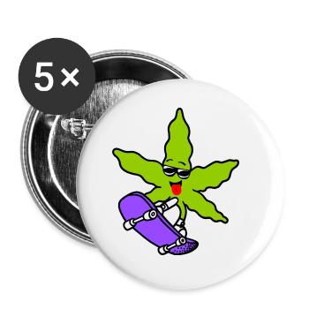Skater weed - Buttons small 1''/25 mm (5-pack) - white - Front