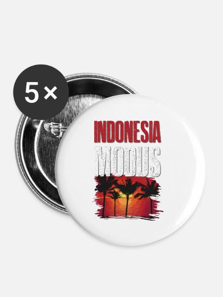 Indonesia Modus - Buttons klein 25 mm (5er Pack) - Weiß