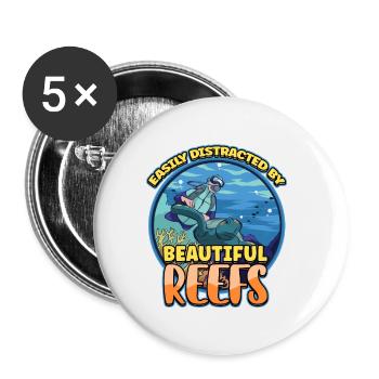 Easily Distracted By Beautiful Reefs Ocean - Buttons klein 25 mm (5er Pack) - Weiß - Vorne