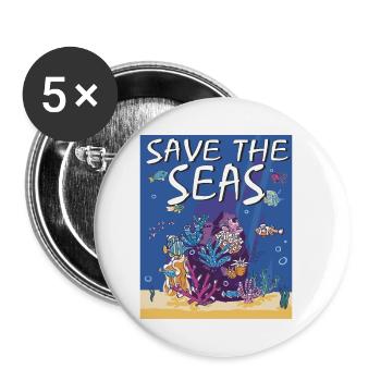 SAUVEZ LES MERS - Lot de 5 petits badges (25 mm) - blanc - Devant