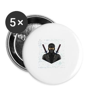 MATH NINJA Mathématiques Geek Drôle Nerd Humour Jeu de mots - Lot de 5 petits badges (25 mm) - blanc - Devant