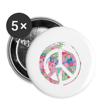 blumen,peace,floral,bunt,friede - Buttons klein 25 mm (5er Pack) - Weiß - Vorne