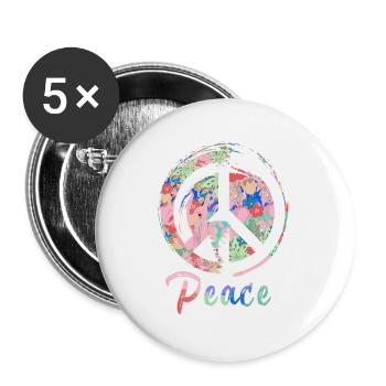 peace, pink,friede,graffiti,blau,bunt,schrift - Buttons klein 25 mm (5er Pack) - Weiß - Vorne